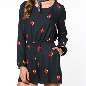 {EVERLY} Green Romper with Fox Pattern